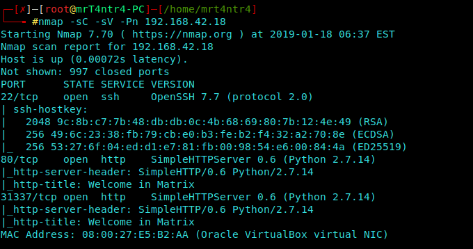 Matrix 1 Writeup